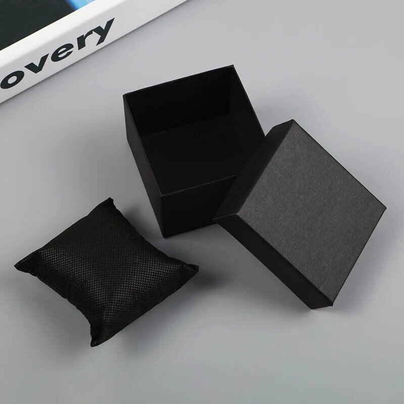 Imballaggio e Display scatola per orologi anello regalo scatola nera decorazione di carta scatola per braccialetti cuscino in spugna di carta accessori per gioielli 2023 nuovo