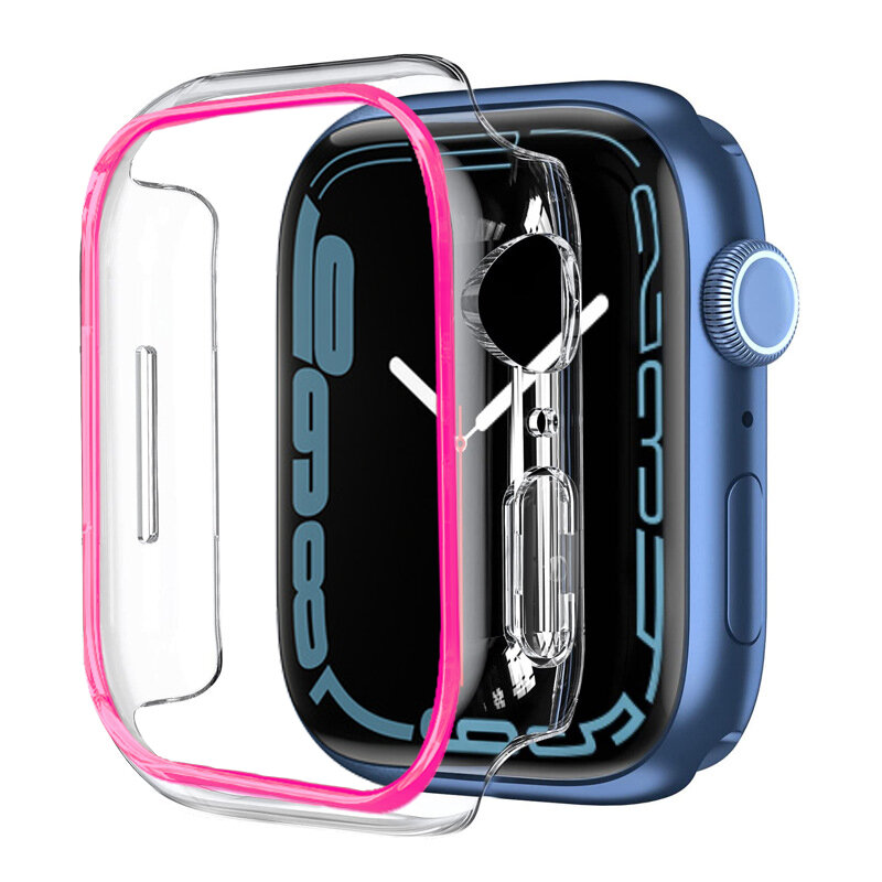 Capa Luminosa para Apple Watch, PC Bumper Protector, iWatch Série Ultra 9 8 7 6 5 4 3 2 SE, 49mm, 45mm, 41mm, 44mm, 40mm, 38 milímetros, 42 milímetros