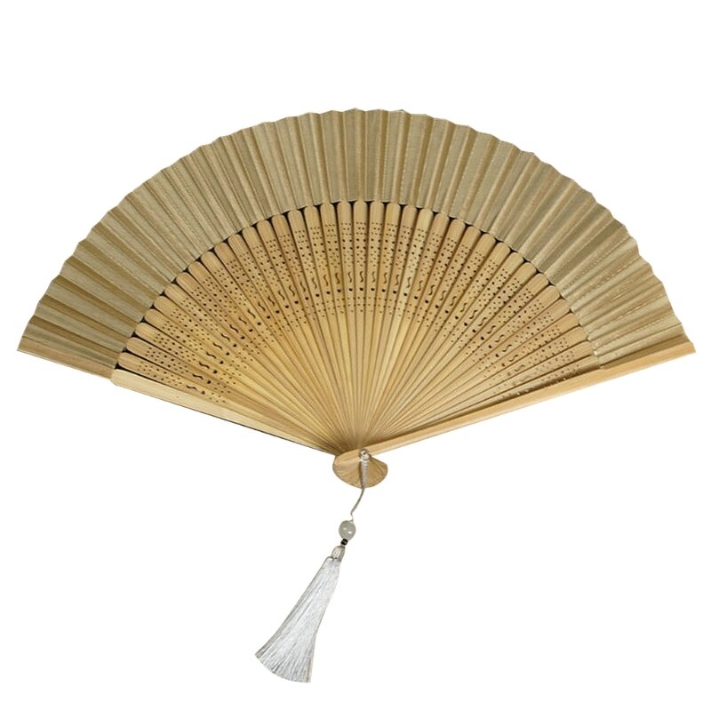 Abanico de bambú de seda con hueso de abanico ahuecado para actuaciones de baile G6KA