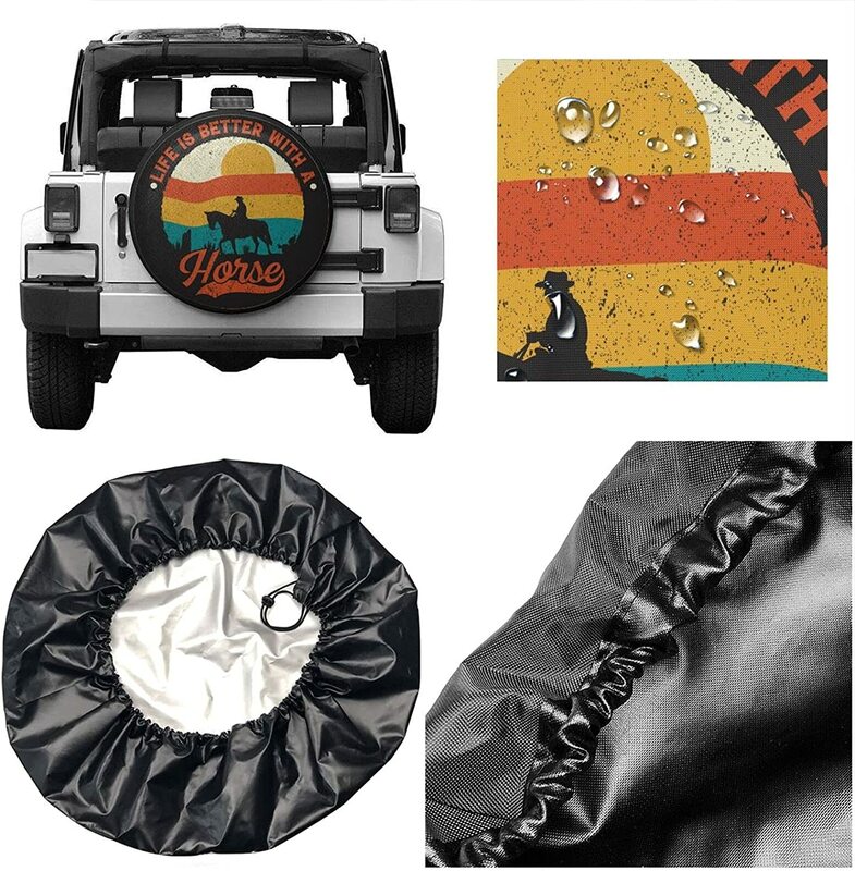 Delerain Horse Lovers Spare Tire Covers forRV Trailer SUV Truck and Many Vehicle, Wheel Covers Sun Protector Waterproof (1