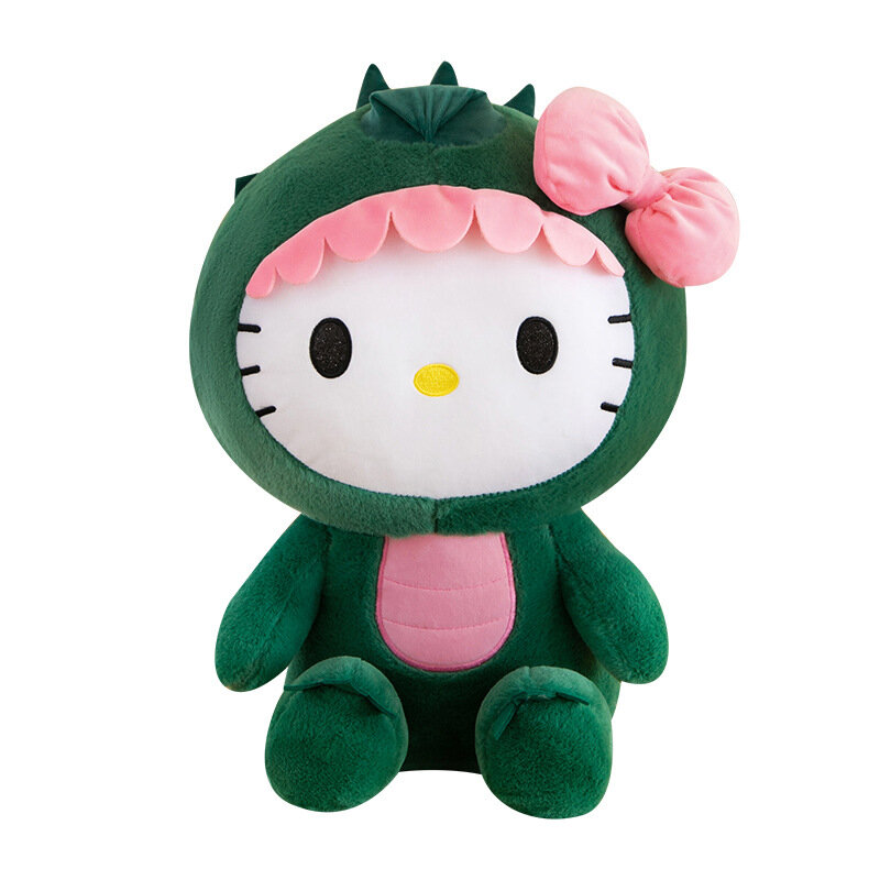 Плюшевая игрушка-динозавр Sanrio Kawaii Hello Kitty, 35/50/65 см, мультяшная кукла, украшение для комнаты, подушка для сна, детский подарок на день рождения