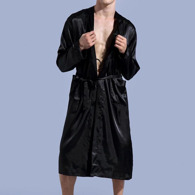 Set Jubah Lengan Panjang untuk Pria Jubah Mandi Warna Solid Halus Jubah Tidur Lembut untuk Musim Semi Pria Pakaian Tidur 2022 Pakaian Pria