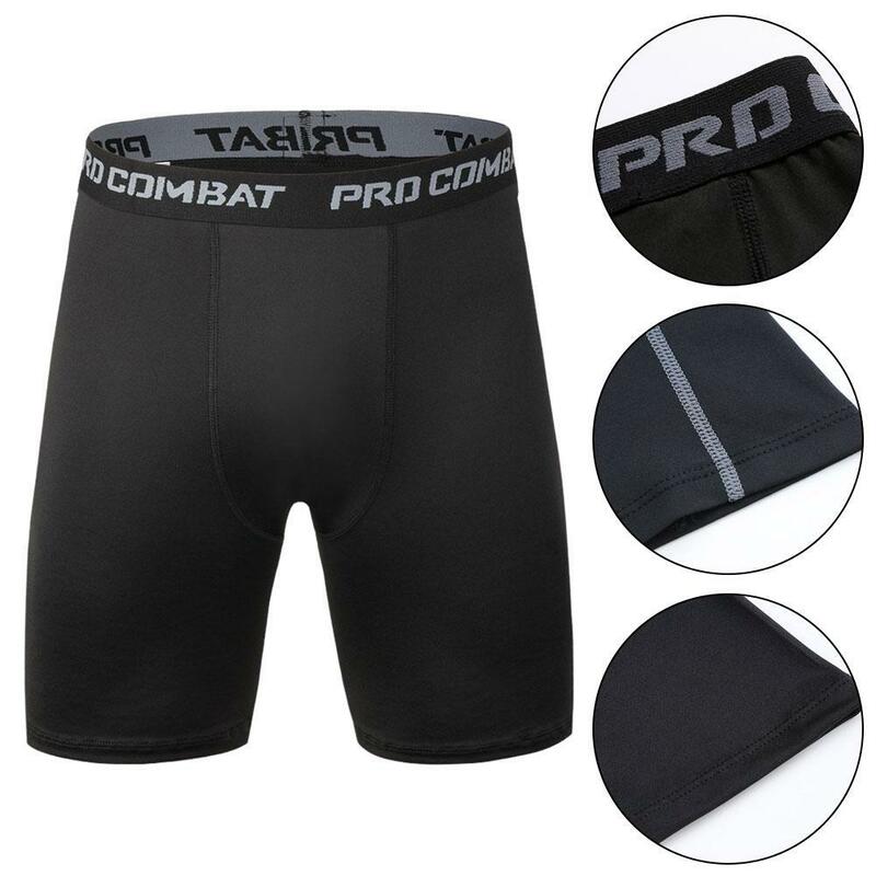 Pantalones cortos ajustados de secado rápido para hombre, mallas elásticas de compresión, pantalones de entrenamiento para correr, negro, gris, talla grande 3XL