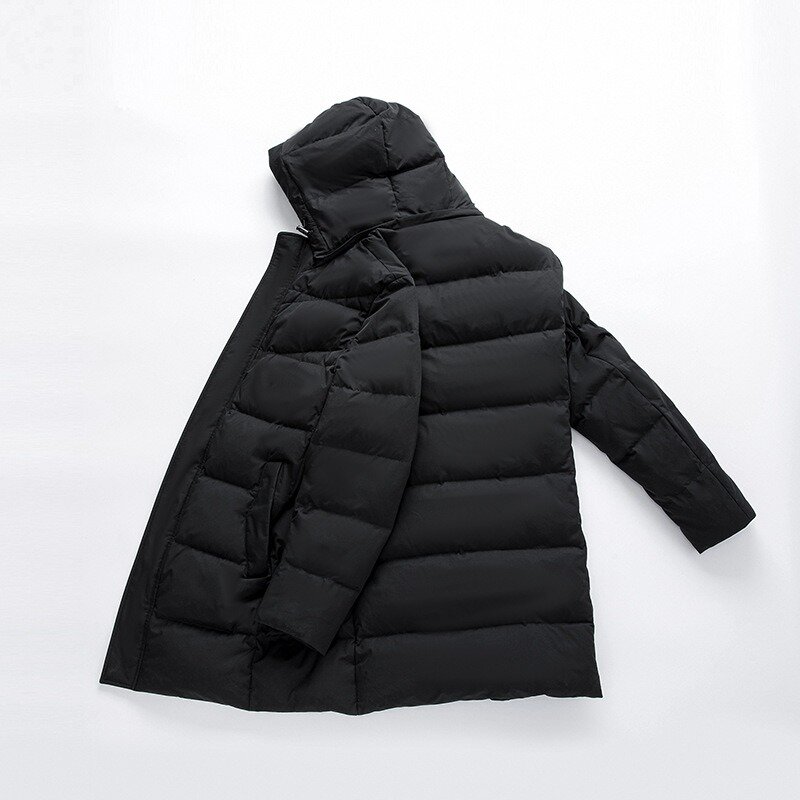 Giacca nera con cappuccio Stock piumino invernale tinta unita moda Casual giovanile