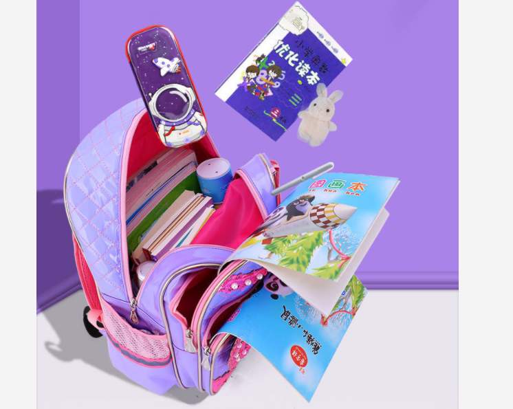 Szkolny plecak na kółkach dla dziewczynek PU skórzany torba do szkoły podstawowej z kółkami dzieci szkolny plecak na kółkach szkolny plecak na kółkach koszyk