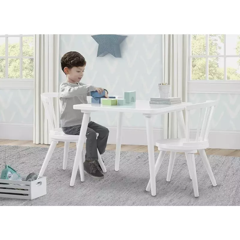 Children's wooden table and chair set (2 chairs included) - perfect for arts and crafts, snack time