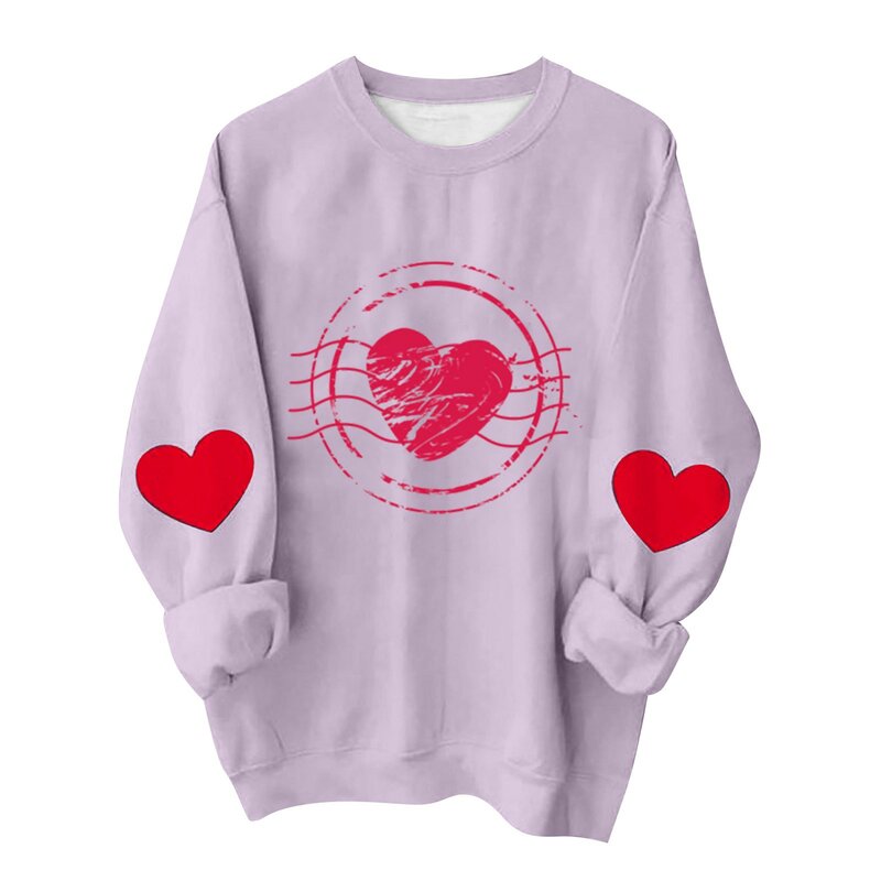 Übergroße Hoodie einzigartige neue Frauen Pullover Set Rundhals ausschnitt lange Ärmel Valentinstag gedruckt Frauen Sweatshirts Sweatshirt