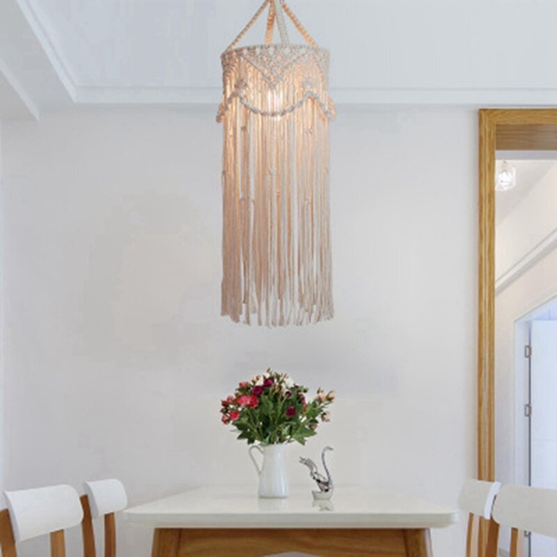 3X Chandelier Boho Decor Hand-Woven Charm Macrame Wall Hanging Creative Home Bunk Home Decoration Lamp Shade Mandala