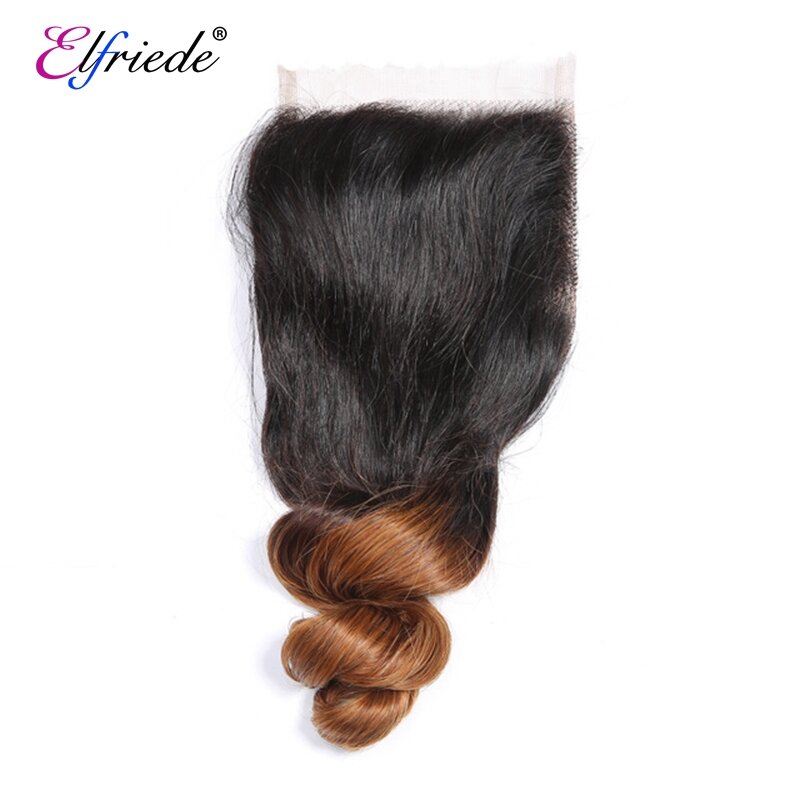 Elfriede T1B/30 свободные волнистые волосы с эффектом омбре, искусственные волосы с застежкой, бразильские человеческие волосы Реми, волнистые волосы с кружевной застежкой 4x4