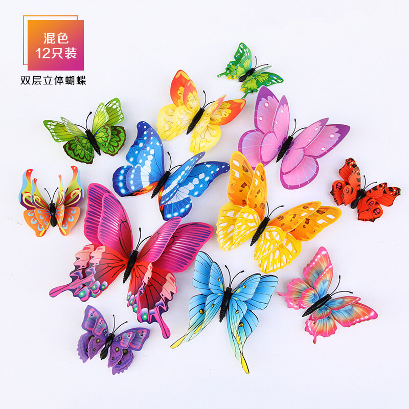 3D farfalla adesivi murali Decor farfalle per la decorazione di nozze magnete frigorifero decalcomanie decorazione adesivo Pvc colore adesivo