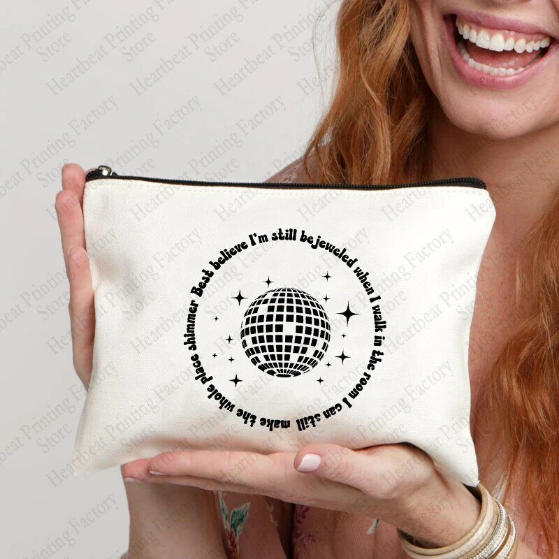 Bolsa de cosméticos de viaje con patrón Bejeweled, bolsa de aseo inspirada en Taylor's Fans, TS, bolsa organizadora de lona, bolsa de cosméticos Midnights
