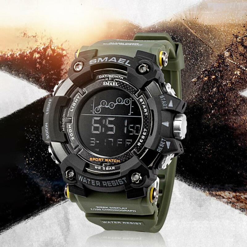 Smael-メンズ防水腕時計,アウトドアスポーツ用腕時計,発光ダイヤル付きラウンドダイヤル