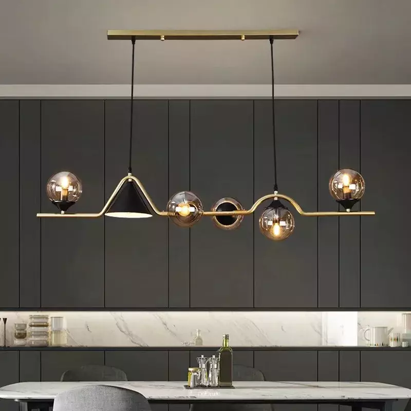 Moderna sfera di vetro LED lampadario a soffitto cucina tavolo da pranzo ciondolo nero studio camera da letto illuminazione domestica decorazione lampada interna