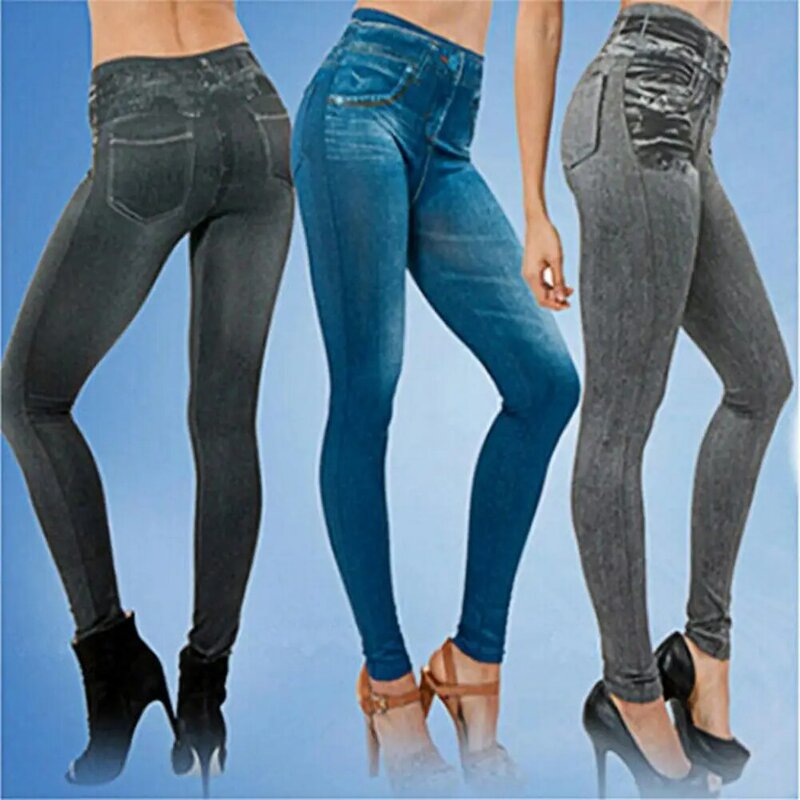 Pants Popular High Waist Print Pencil Pants Skin-friendly Pencil Pants  Multi Pockets High Waist Jeans for Work