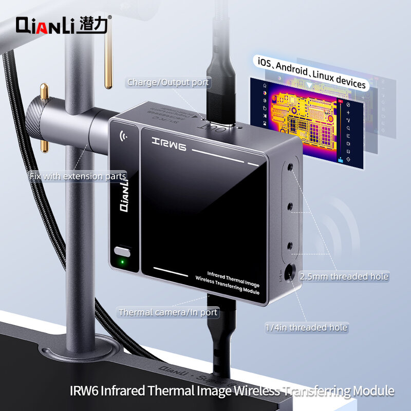 Módulo de transferência térmica infravermelho Qianli, transferência de imagem em tempo real, caixa para todas as câmeras térmicas Qianli, wi-fi, IRW6
