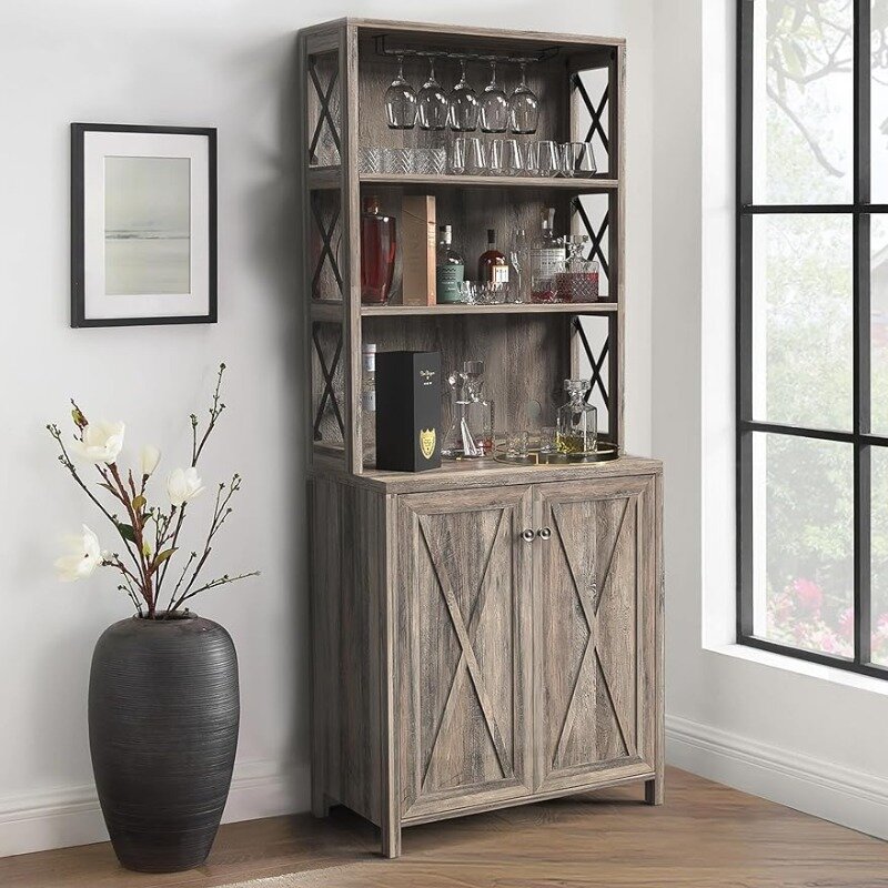 YITAHOME-armario de almacenamiento para despensa de cocina con soporte para microondas, estante para vino, armario de Buffet independiente