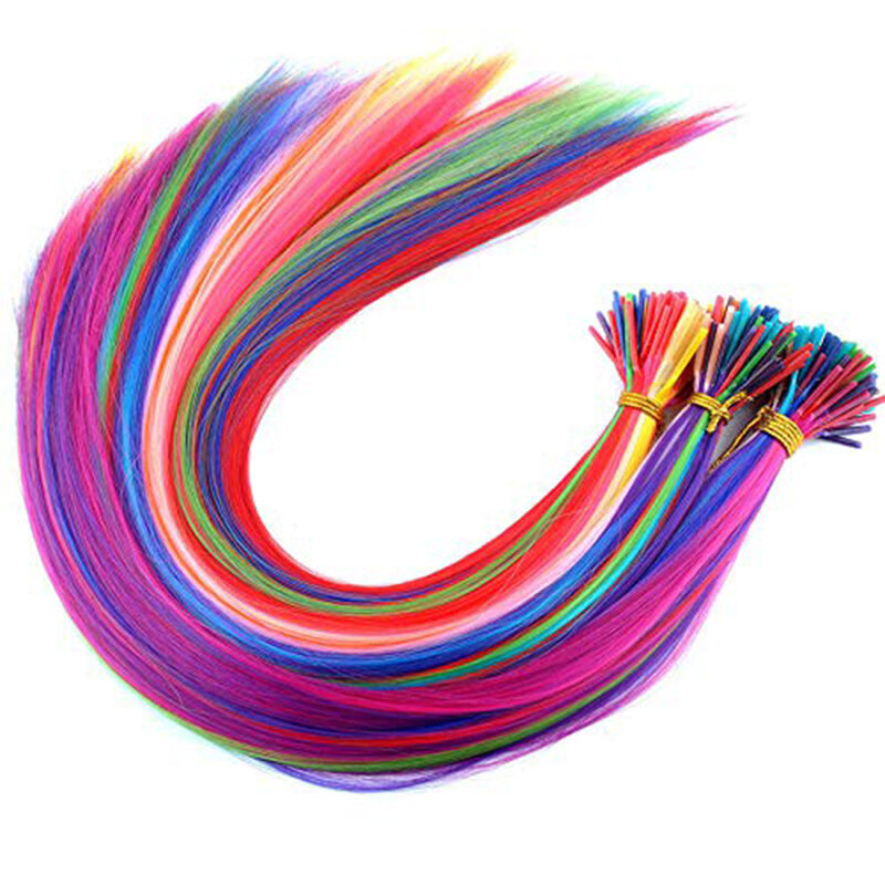 Corante de cabelo sintético arco-íris falso extensões de cabelo colorido kanekalon i-ponta keratina fusão para fios de extensão de cabelo de peças de cabelo