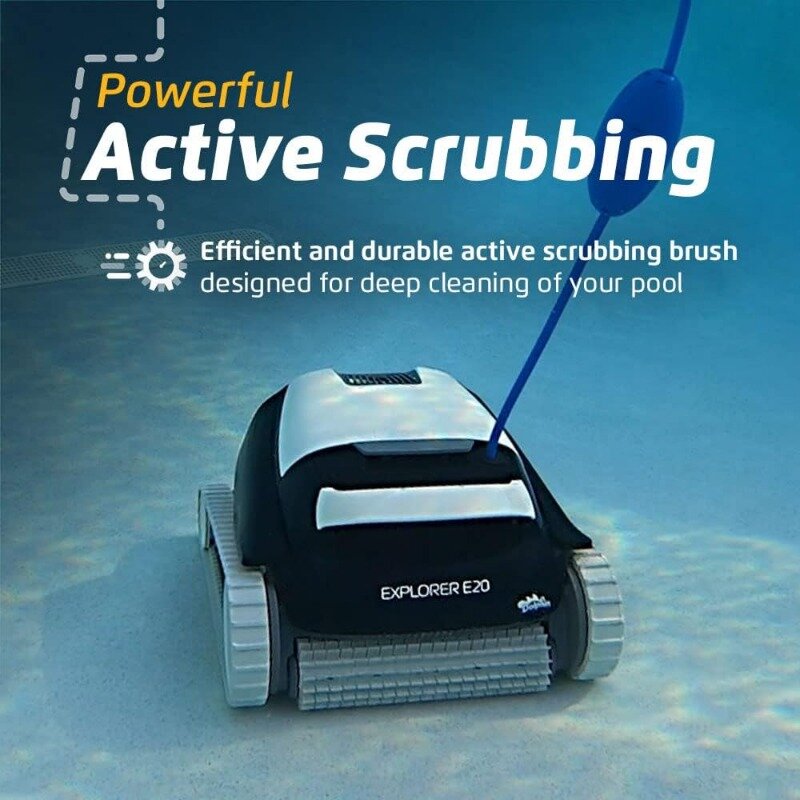 Dolphin (2024 Model) Explorer E20 Robotic Pool Vacuum Cleaner Pools up to 33 FT - Wall Climbing Scrubber Brush