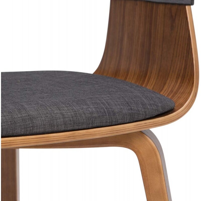 SIMPLIHOME-Silla de comedor Lowell de mediados de siglo, sillón moderno de madera de Bentwood de 17 pulgadas, Color Gris Carbón, tela de aspecto de lino, para el comedor