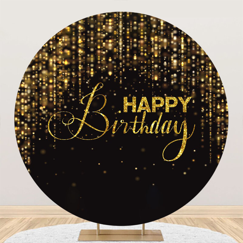 Birthday Round Backdrop Glistering Photography Background Circle Cover for Girls Women Birthday Party Decor Photo Booth Props