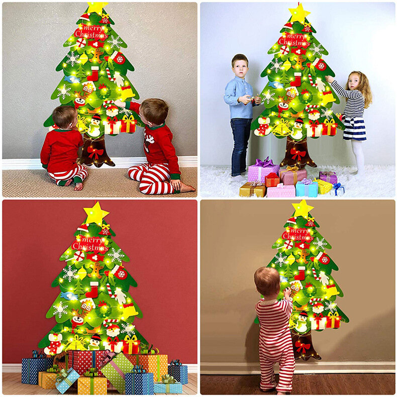 DIY Felt Christmas Tree ตกแต่งสุขสันต์วันคริสต์มาสสำหรับ Home 2023คริสต์มาสเครื่องประดับคริสต์มาส Navidad ของขวัญ Santa Claus ต้นไม้ปีใหม่