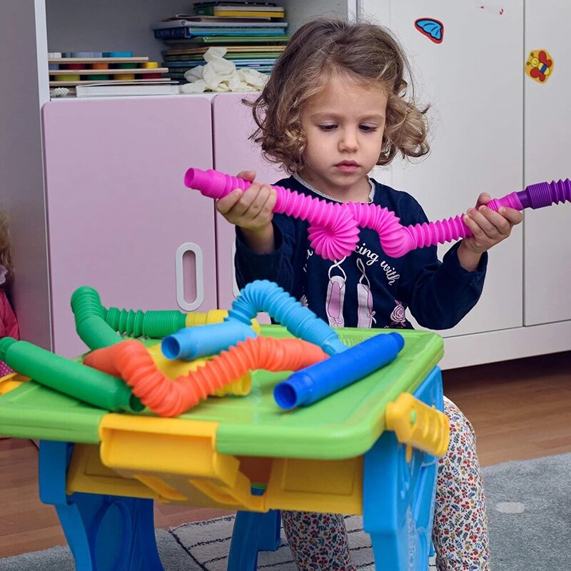 8 szt. Rurki zabawki typu Fidget zabawki sensoryczne autyzmu Fidget, prezenty dla gości na imprezę dla dzieci małe dzieci trzymają się zabawki antystresowe lęku