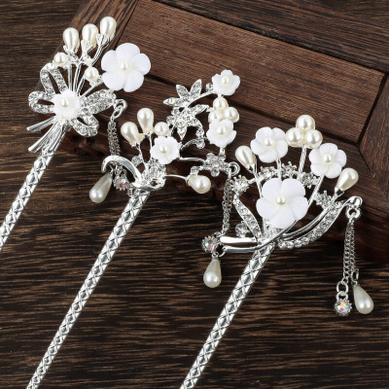Jepit Rambut Bunga Berlian Imitasi Laris untuk Wanita Pin Rambut Kristal Antik Perhiasan dengan Jepit Rambut Bunga Mutiara Mode Anak Perempuan Pesta