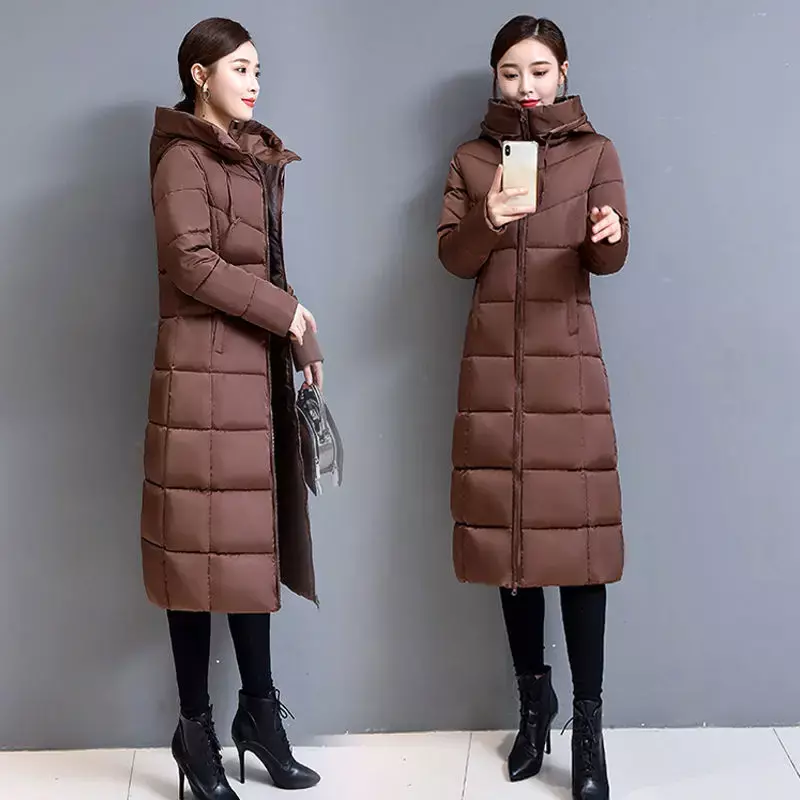Очень теплая и холодная женская зимняя длинная куртка-пуховик, легкая Модная парка с подкладкой, 2024
