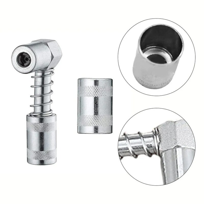 Adapter Carbon Steel For Hand-operated Grease Tools 90Degree Grease Nozzle Adapter 3 Jaw Coupler Grease Fitting Tool With Sleeve