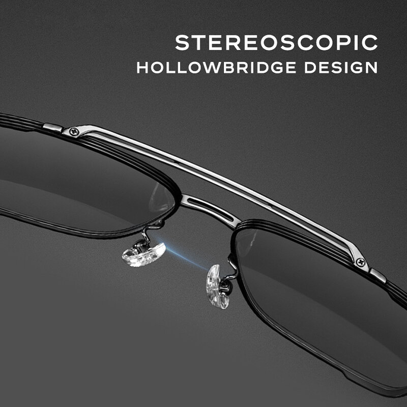 CAPONI 100% Titanium Spectacles For Men Blue Light Blocking Computer Eyeglasses New Hollow Frame Design Branded Glasses JF21028