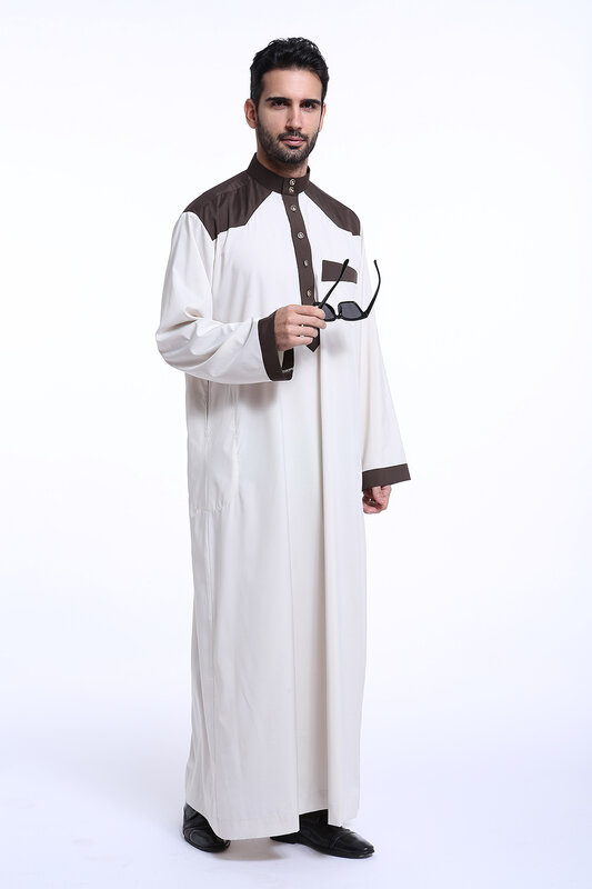Arab Saudi pria Jubba Thobe Muslim jubah lengan panjang thouse Lebaran Ramadan Dishdasha pakaian tradisional gaun Abaya doa Islam