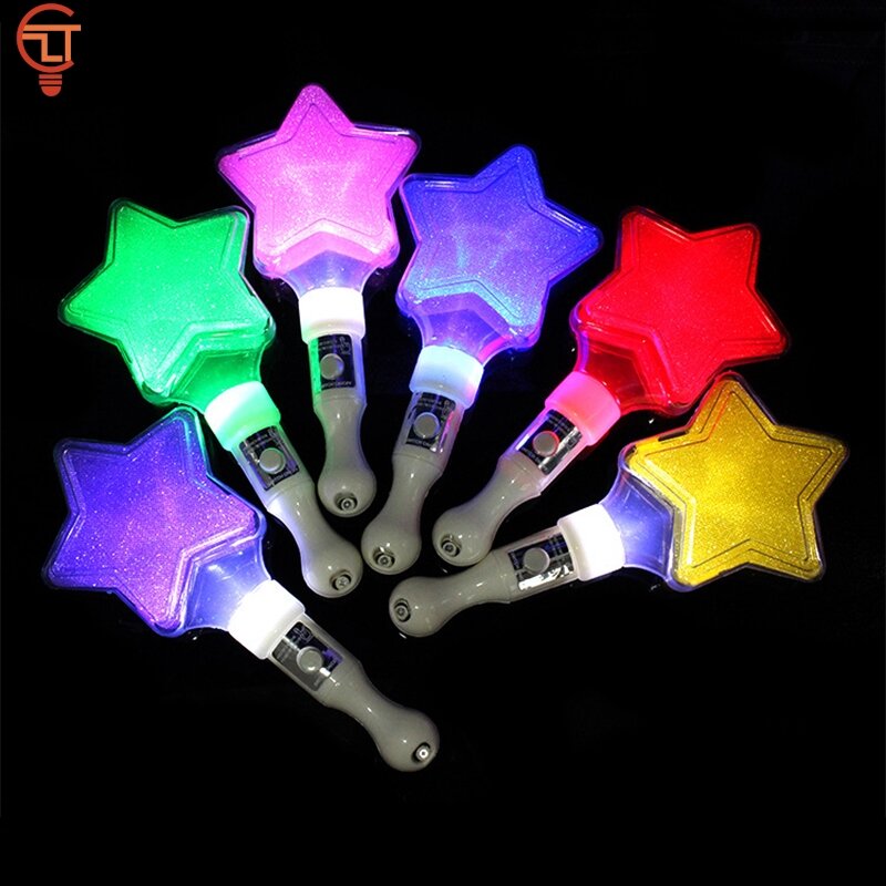 Varita mágica de estrella LED brillante, decoración luminosa para fiesta de cumpleaños, palo de luz para niños y niñas