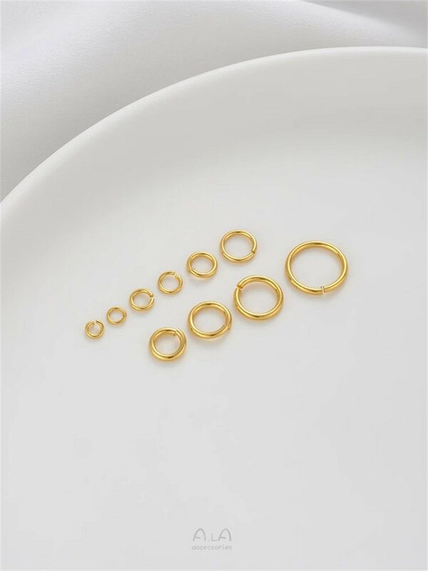 Anneau ouvert rempli d'or 18 carats plaqué cuivre véritable, anneau de connexion à un tour, bijoux faits à la main de bricolage, matériaux d'accessoires