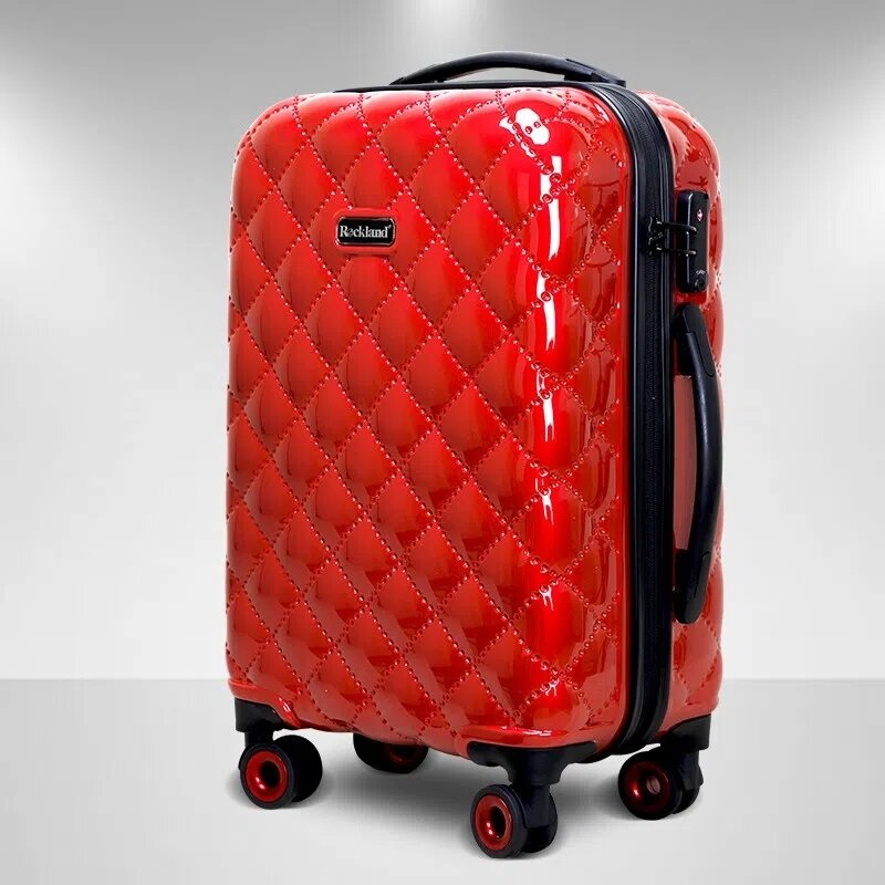 20インチの車輪付きスーツケース,ダイヤモンドデザインの女性用ポケット