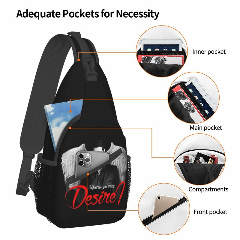 Lucifer Morningstar What Do You Truly Desire Small Sling Bag Chest Crossbody Shoulder Sling Backpack Sports Daypacks Casual Pack