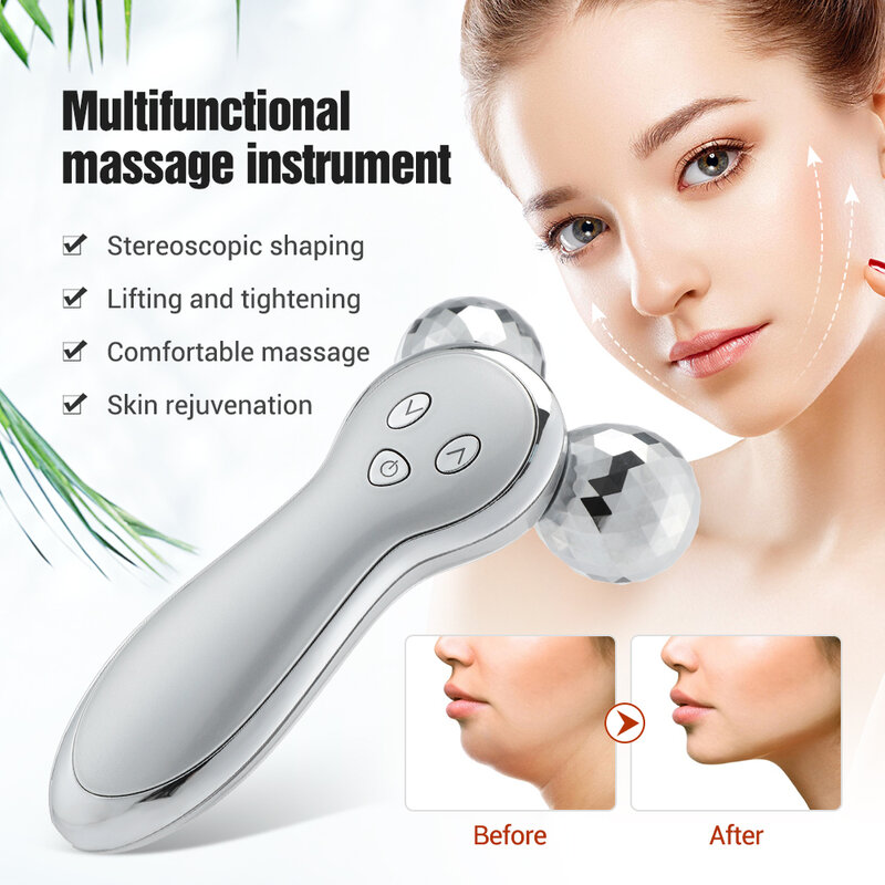 Micro-current Double-roller Stimulation Instrument Multifunctional Electric Face-lifting Vibration Firming V Face Resist Aging