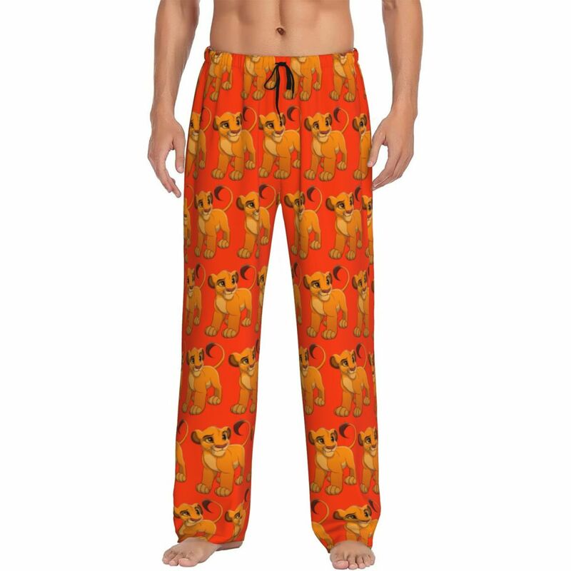 Custom Simba The King Lion Pajama Pants Men's Lounge Sleep Stretch Sleepwear Bottoms with Pockets