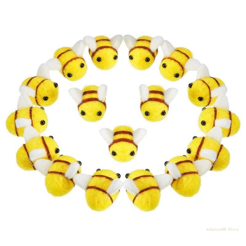Y4UD – Mini abeille en feutre laine, 20 pièces, pour poupée, jouet doux suspendu, Figurine, arbre noël, nouvel an, boules
