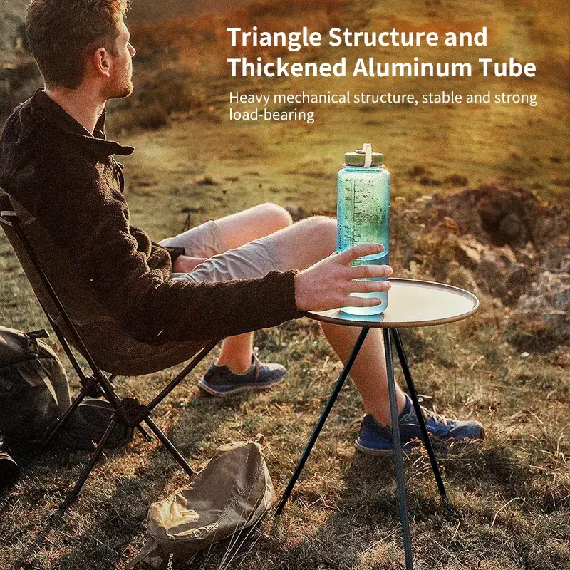 Westtune Camping runder Tisch mit Lichtst änder ultraleichter tragbarer Klapptisch mit verstellbaren Beinen für Picknick drinnen/draußen