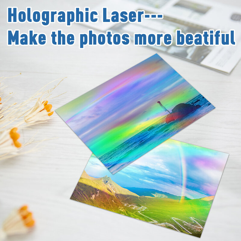 Película de laminación en frío holográfica A4, película de papel autoadhesiva de estrellas de vidrio roto, tarjeta de paquete de bricolaje, película de laminación de fotos, 10 hojas
