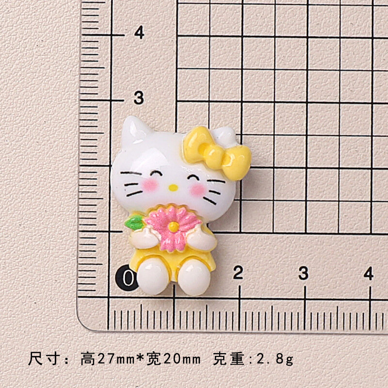 100pcs Kawaii Cartoon Sanrio KT Cat Resin Scrapbook gioielli fai da te regalo per bambini accessori per forcine