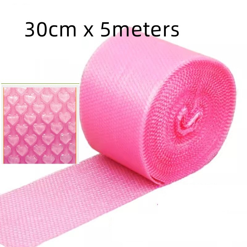 30cmx5Meters Cute Bubble Mailers for Gift Small Business Gift Box Shockpoof Packaging Wrap Pack Love Heart Film Rose Red Color