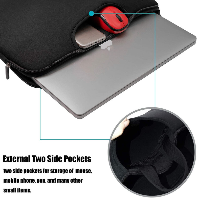 Bolsa portátil macia para Macbook, 11 ", 13", 14 ", 15", Notebook Carry Bag, Capa protetora do computador, Maleta de manga