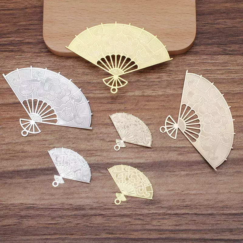 BoYuTe-Metal Fan Shaped Materiais Pingente, DIY Acessórios Jóias, artesanais, 10 Pcs por lote