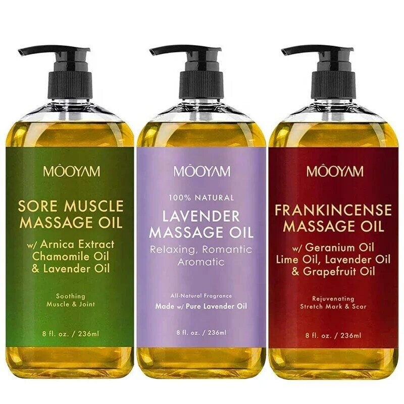 Aceite de lavanda orgánico 100% puro para masaje corporal, anticelulitis relajante, aceite de incienso para masaje muscular dolorido
