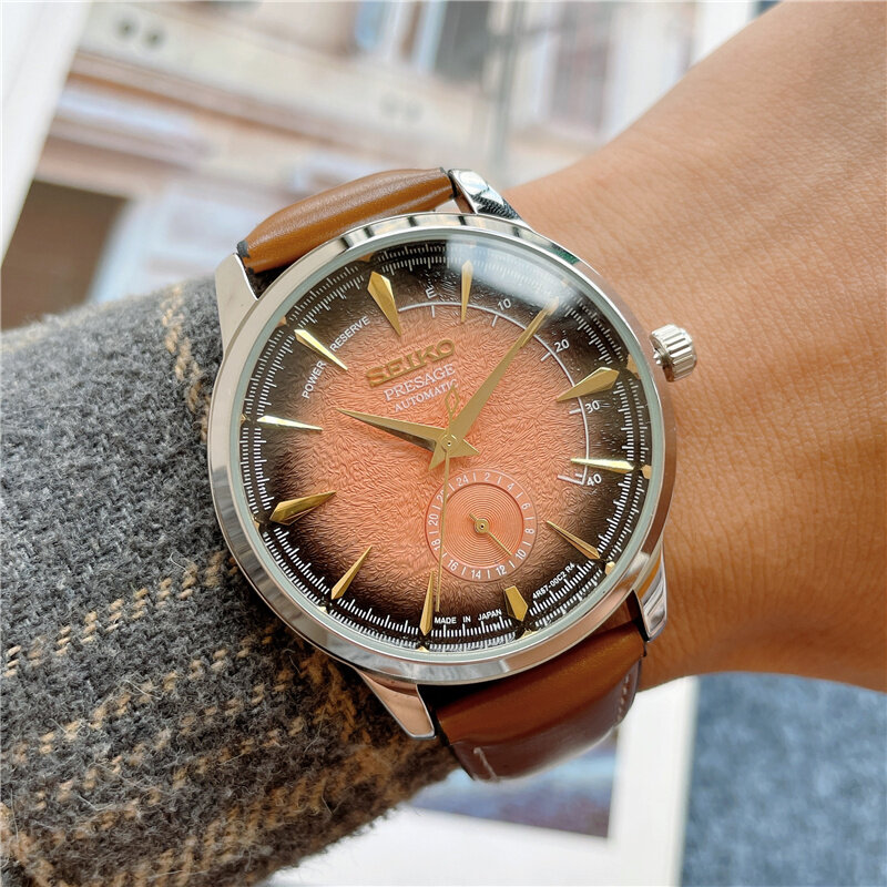 Seiko zegarek męski moda randkowa nieformalny sportowy zegarek skórzany pasek wodoodporny zegarek kwarcowy