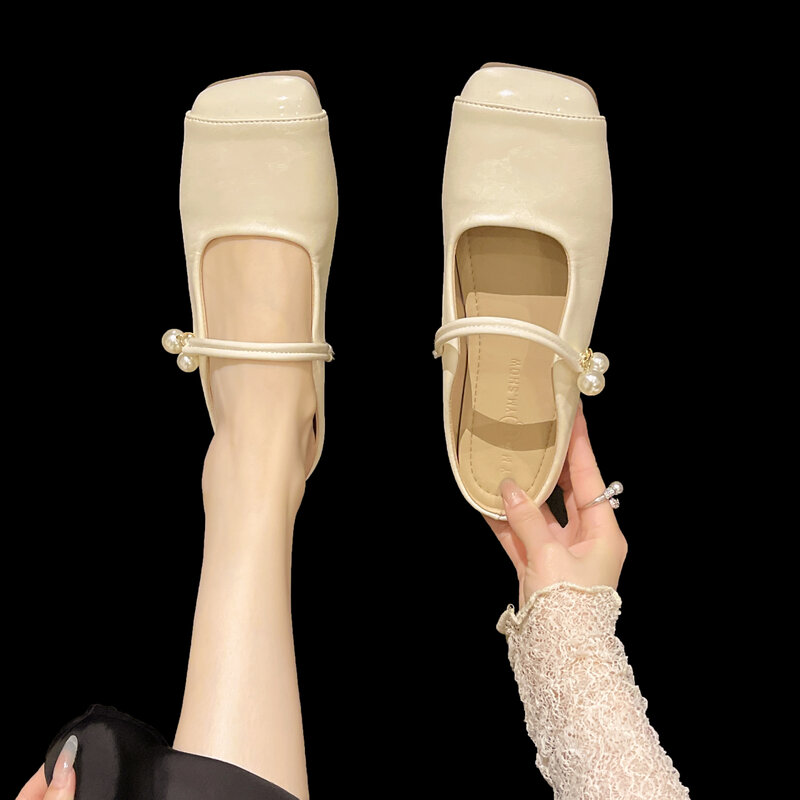 รองเท้าแตะแฟชั่นหัวสี่เหลี่ยมสำหรับผู้หญิงใส่ในฤดูร้อนปี2024ชุดใส่สบายสำหรับใส่ไปปาร์ตี้กลางแจ้ง