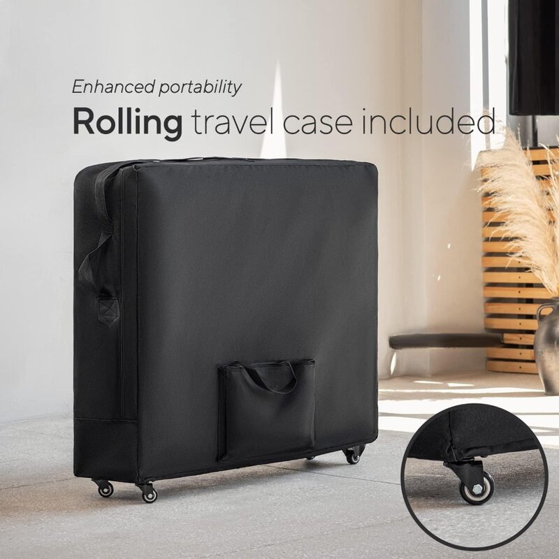 Luxton Premium meja pijat busa memori-Rolling Travel Case, lembar dapat dicuci, lebih tebal & lebar