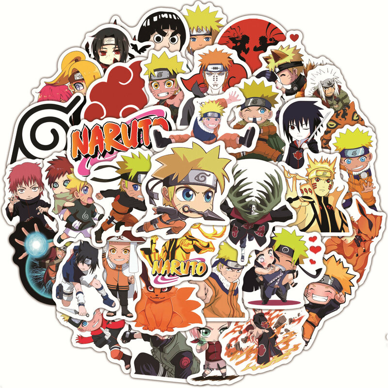 10/50/100 Buah Stiker Anime Naruto untuk Laptop Koper Grafiti Mobil Stiker Kartun Tahan Air Hadiah Mainan Anak-anak