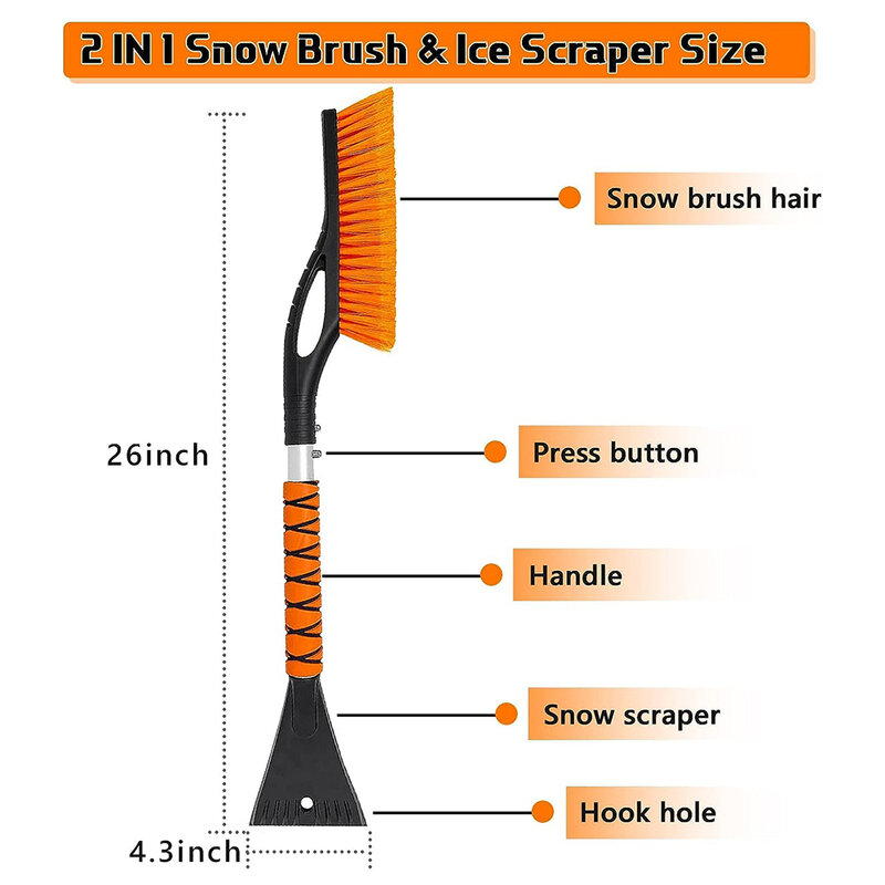 Snow Brush 27 Inch 2-in-1 Detachable Snow Brush and Ice Scraper with Ergonomic Foam HandleSuitable for Cars Trucks SUVs